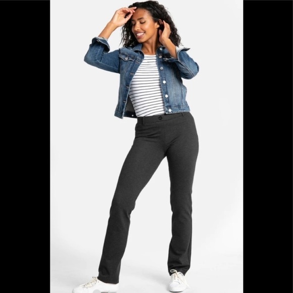 Betabrand Charcoal Gray Classic Straight Leg Yoga Dress Pants - Large - Picture 2 of 14